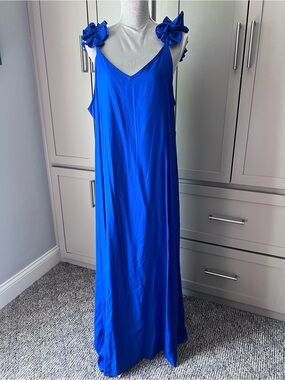 Vince Camuto Women’s Cobalt Blue Maxi Dress with Floral Accent - Size XL - New